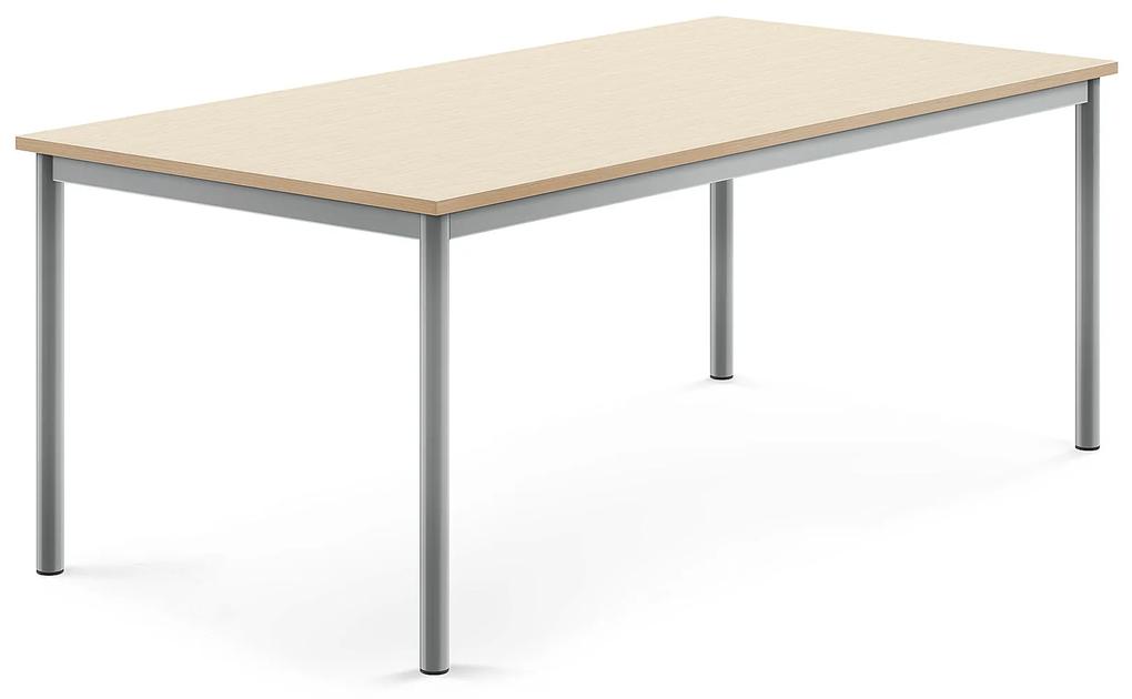 Stôl BORÅS, 1600x800x600 mm, laminát - breza, strieborná