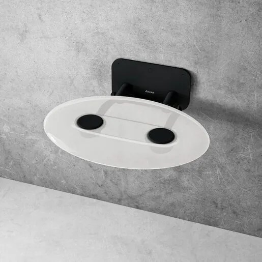 Sprchové sedátko Ravak  OVO P  sklopné š. 41 cm číra / čierna B8F0000056