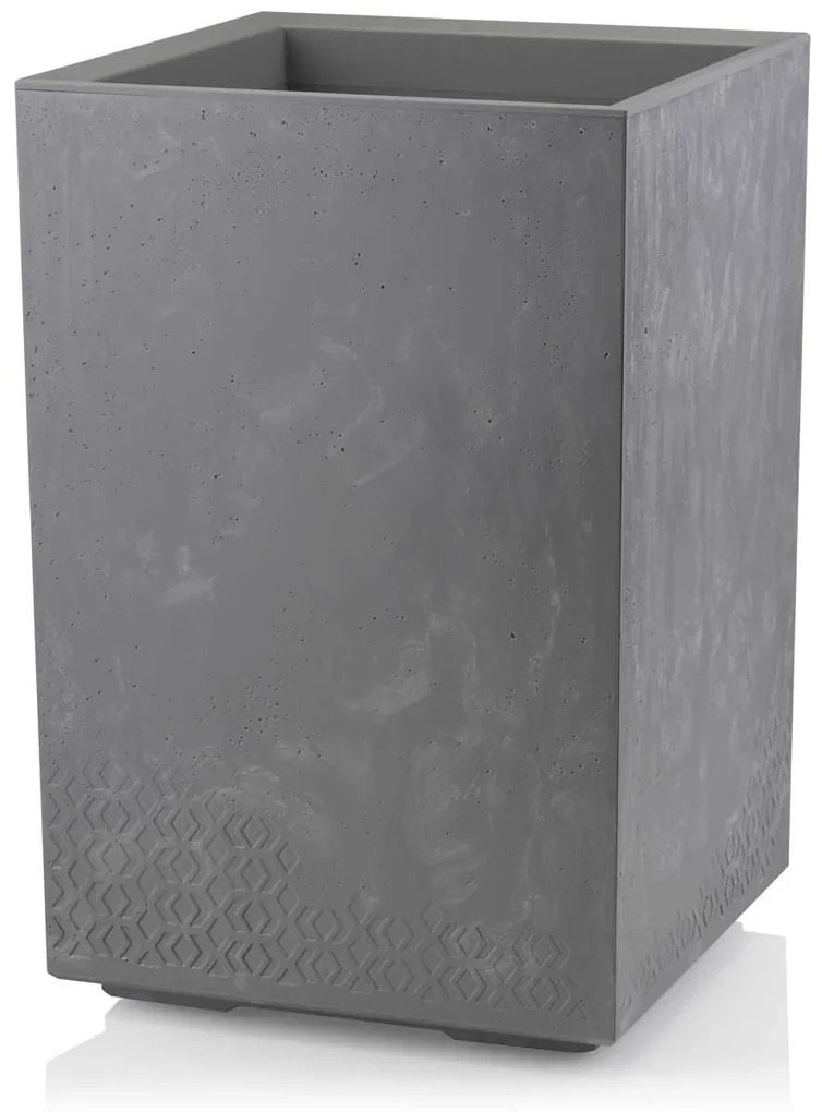 PLASTOVÝ KVETINÁČ NA KOLIESKACH BETONIQUE 60X40X40 CM IMITÁCIA BETÓNU SIVÁ