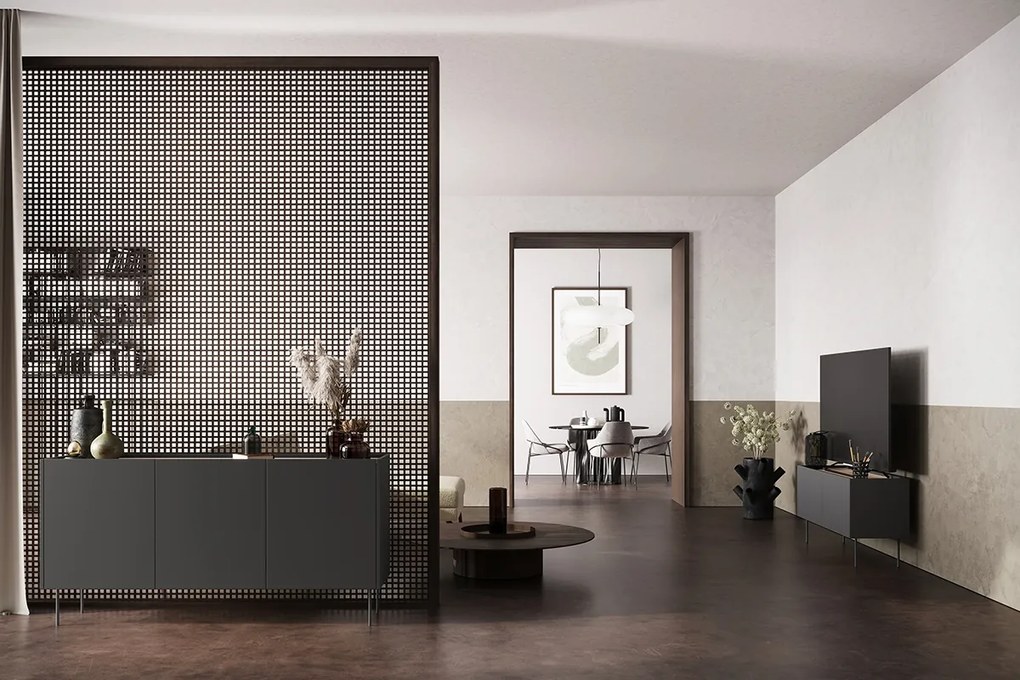 TV stolík Desin 120 cm - čierny mat / dub nagano