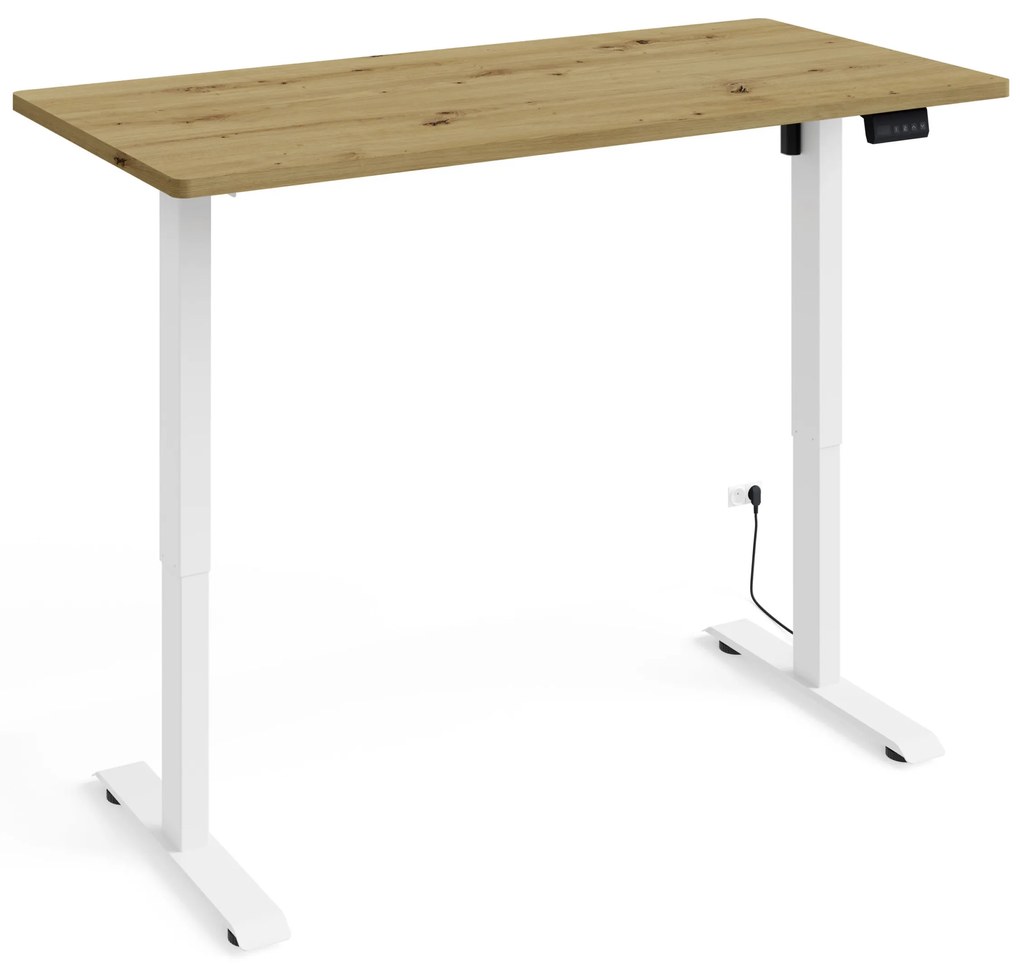 Elektrický PC stolík Motiva 120 (biela + dub artisan). Akcia -21%. Vlastná spoľahlivá doprava až k Vám domov. 1124890
