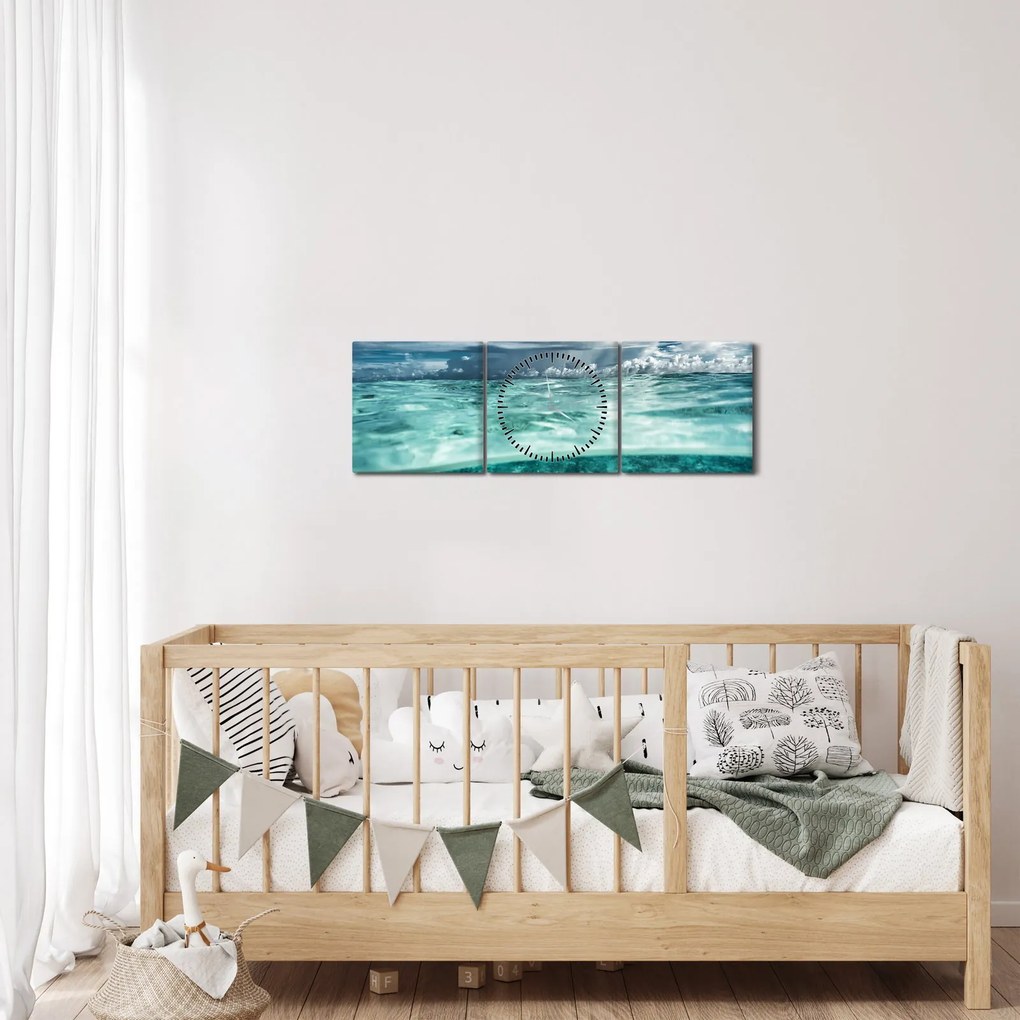 Obraz - Pohľad pod morskú hladinu (s hodinami) (90x30 cm)