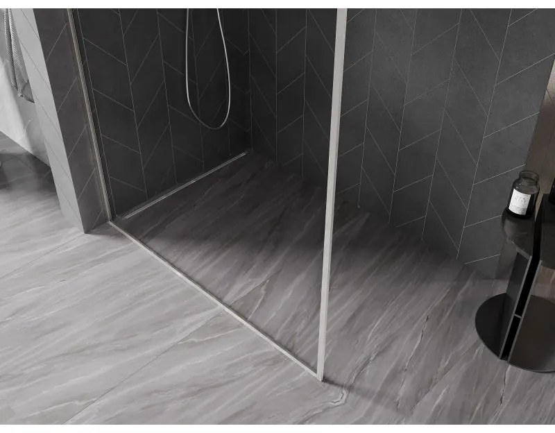 Mexen, Mexen Kioto-F L sprchová stena s rámom 65 x 202 cm, priehľadná 8 mm, brúsený nikel - 800-065-174-97-00