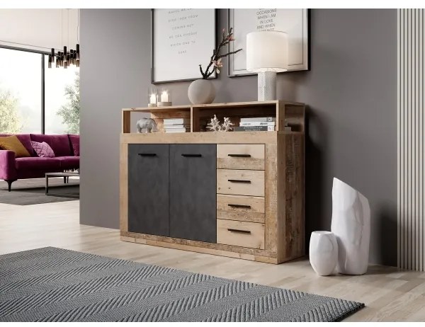 Komoda RUNA svetlohnedá/antracit