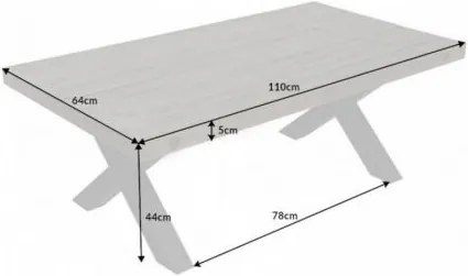 Konferenčný stolík Saurus 110 cm borovica masív 50 mm sivý
