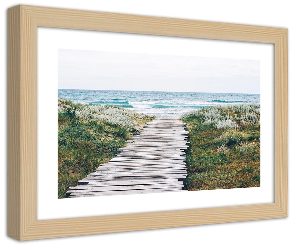 Gario Plagát Drevená cesta k moru Farba rámu: Bez rámu, Rozmery: 60 x 40 cm
