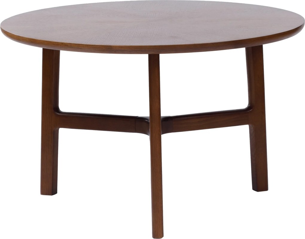 Mazzoni BELLUNO Prírodný orech (tmavohnedá) - DREVENÝ KONFERENČNÝ STOLÍK Ø65 cm OKRÚHLY MODERN CLASSIC