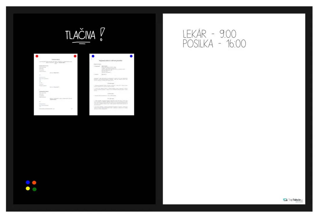 Toptabule.sk  Kombinovaná magnetická tabuľa v drevenom ráme + 5 farieb rámu 200x100 cm