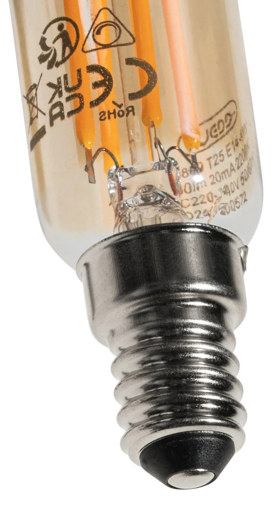 Sada 5 stmievateľných LED žiaroviek E14 zlatá T25 4W 300 lm 2200K