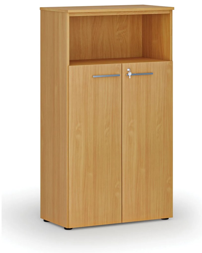Kombinovaná kancelárska skriňa PRIMO WOOD, dvere na 3 poschodia, 800 x 420 x 1434 mm, buk