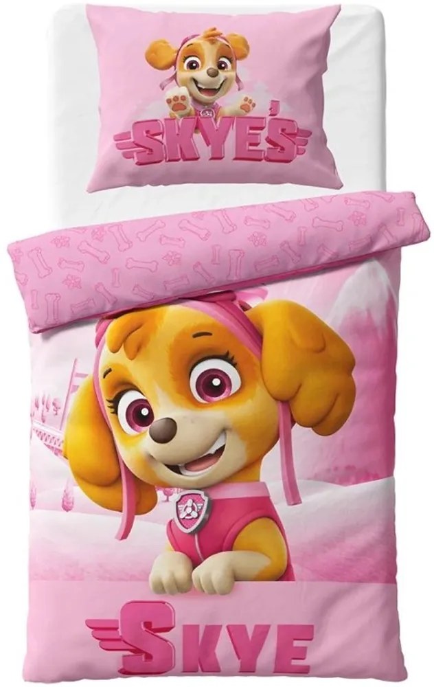Bavlnené posteľné obliečky Labková patrola - Paw Patrol – motív pilotka Skye - 100% bavlna - 70x90 cm + 140x200 cm
