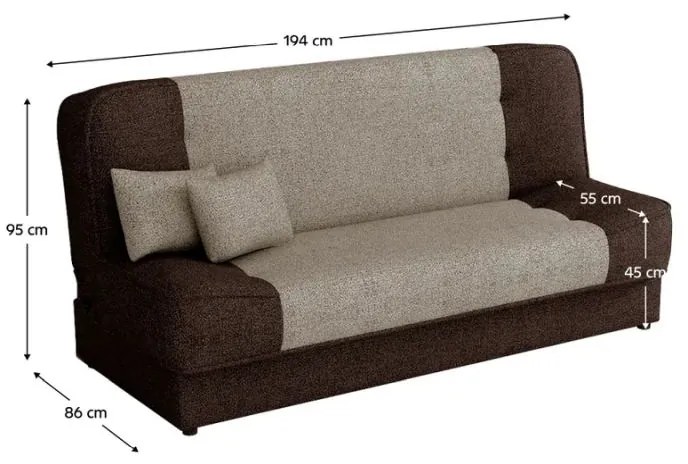 Kondela Rozkladacia pohovka, látka hnedá, svetlohnedá, ASIA NEW