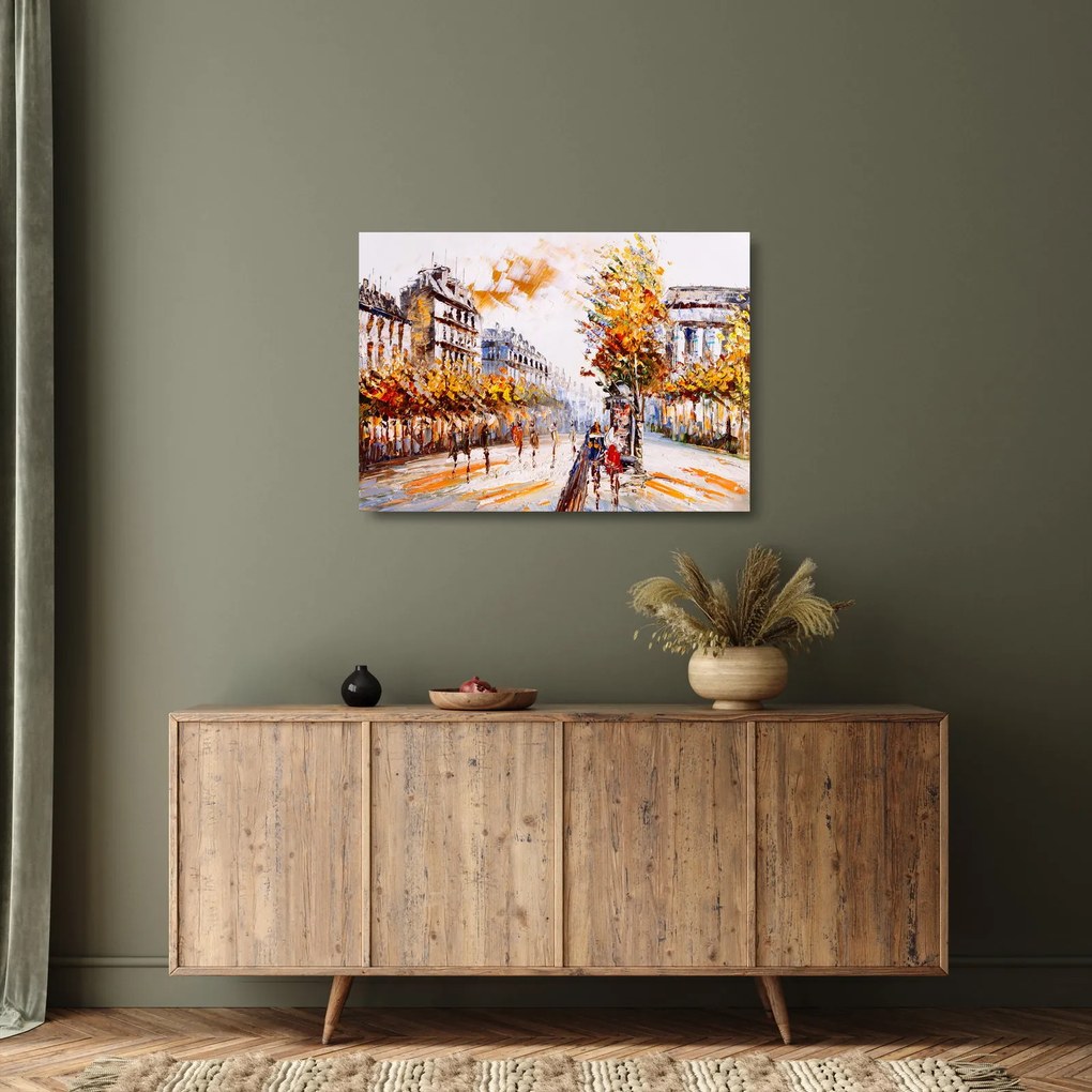 Sklenený obraz - Ulica v Paríži (70x50 cm)