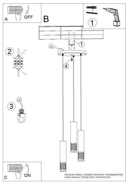Sollux SL.1694 - Luster na lanku LIRO 3xGU10/10W/230V biela