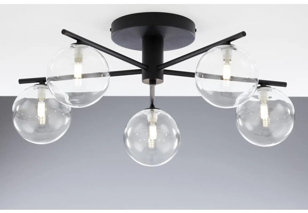 Jupiter 2046 - Prisadený luster PRATO 5xG9/10W/230V čierna/číra