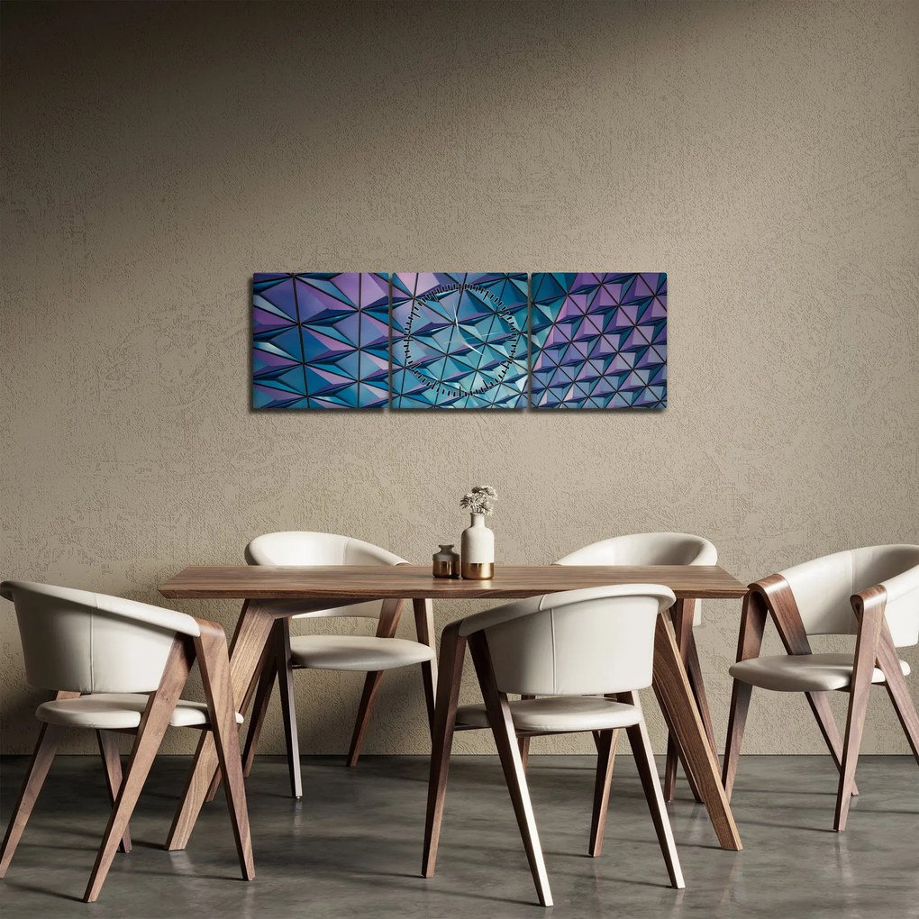 Obraz - farebná štruktúra (s hodinami) (90x30 cm)