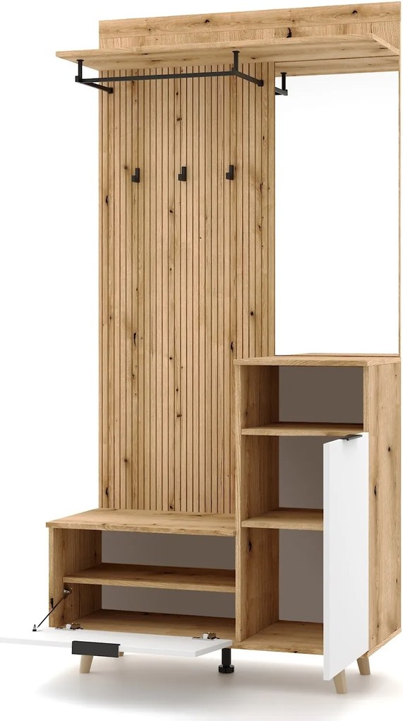 Predsieňová stena Nordic 100 cm dub Evoke/biela