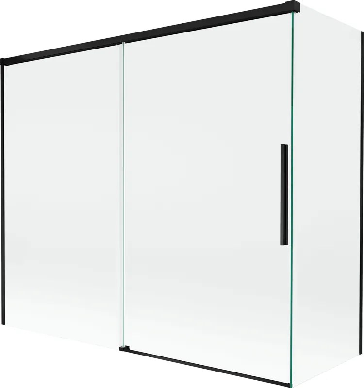 Mexen Rox, 2-krídlová posuvná vaňová zástena 180 + 80 x 150 cm, 8mm číre sklo, čierny matný profil, 8C9-180-080-70-00
