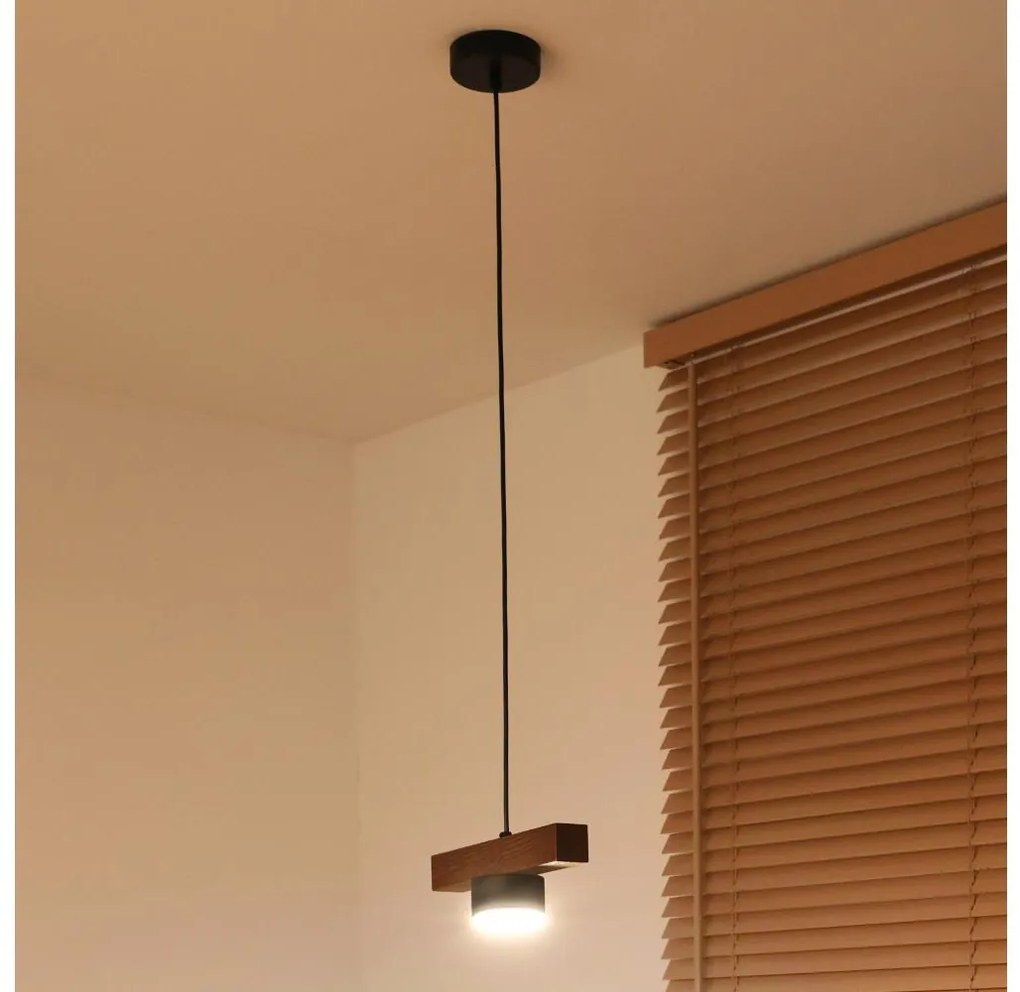 Duolla - Závesný luster na lanku IRONLINE 1xGX53/3W/230V borovica dub/čierna