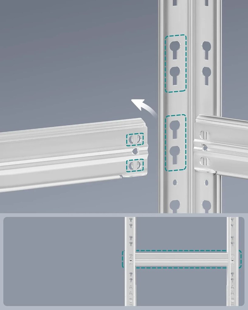 Súprava 2 ks dielenských regálov Myron 180 cm strieborná/hnedá