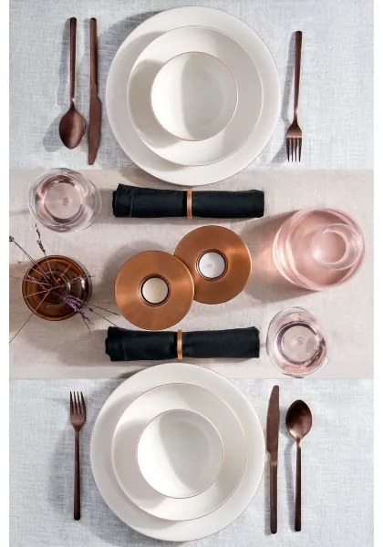 18-dielna jedálenská súprava biela/medená/porcelán