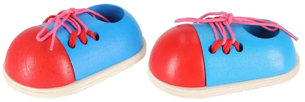 KIK Drevená vzdelávacia sada na učenie zaväzovania šnúrok pre deti (2 topánky)
