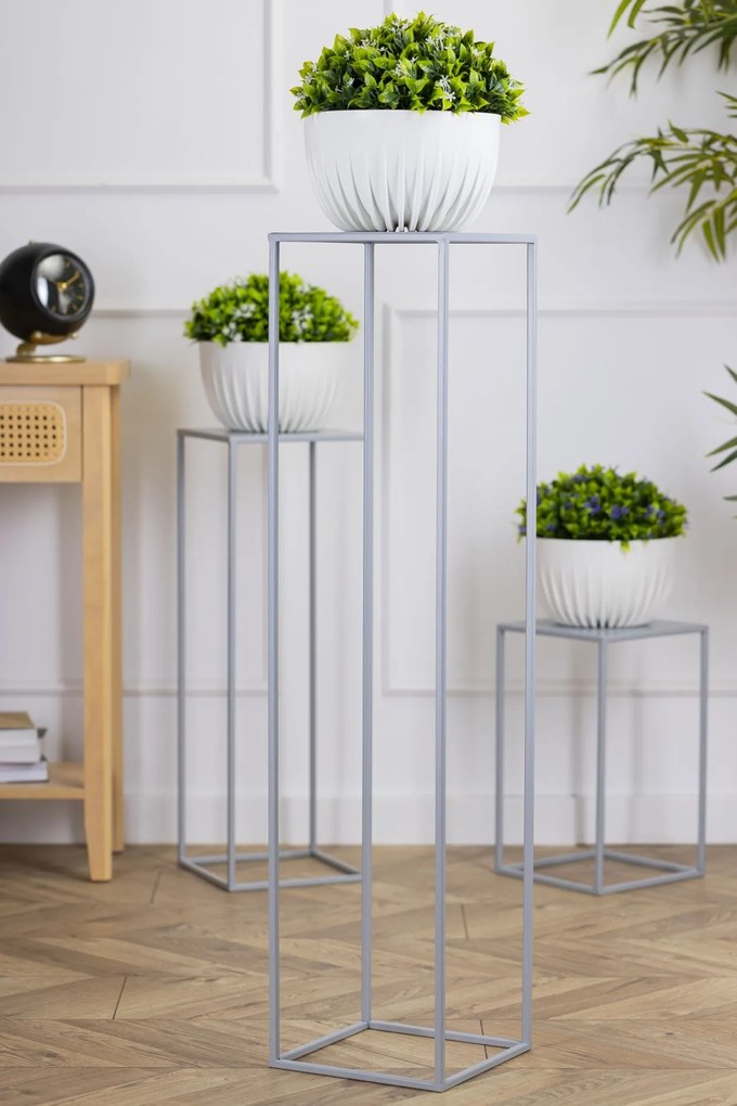 STOJAN NA KVETINÁČ SIMPLE 100X24X24 CM SIVÁ
