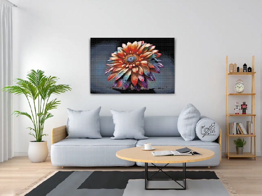 Gario Diamantové maľovanie Dúhový kvet Rozmery: 60 x 40 cm, Rámovanie: Iba zrolované plátno, Diamanty: Okrúhle