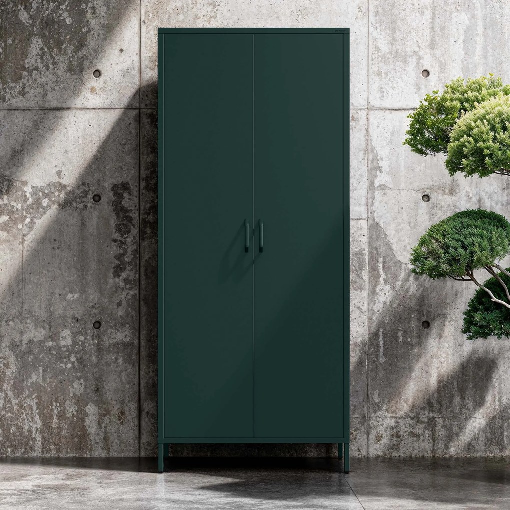 Šatníková skriňa FLAVIO, 800 x 1850 x 450 mm, Modern: fľaškovo zelená farba