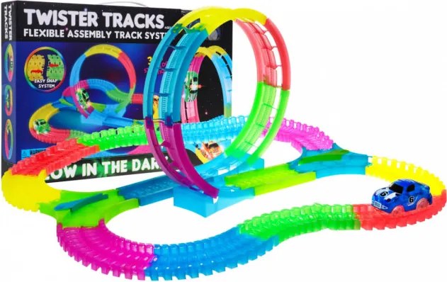 Pretekárska dráha svietiaca v tme TWISTER TRACKS 132 ks