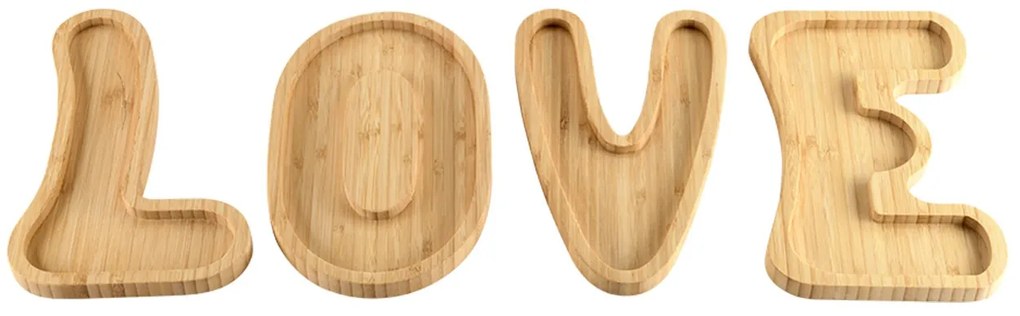 Drevená servírovacia miska Love 20x15 cm sada 4ks