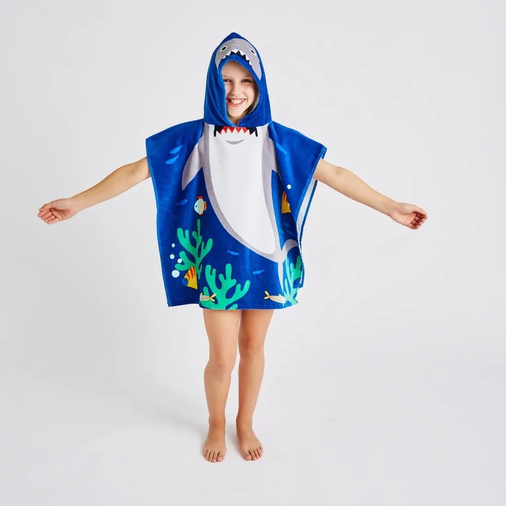 Modré bavlnené detské pončo Shark – Catherine Lansfield