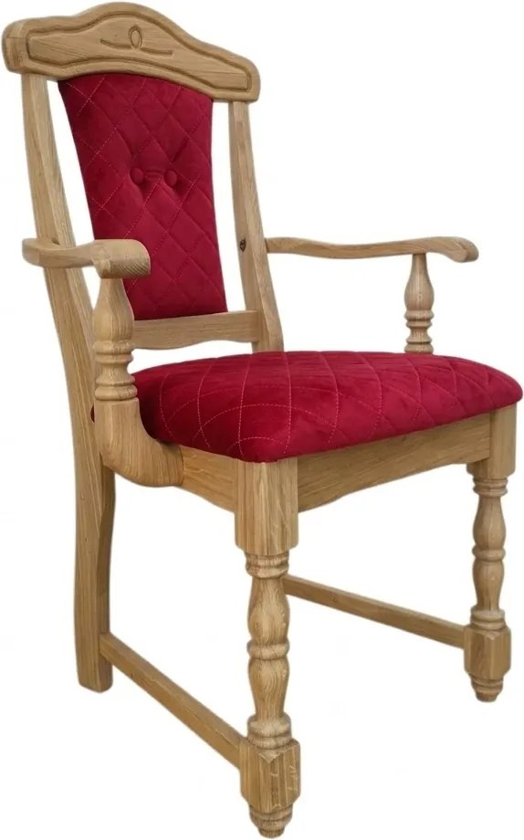 Klasická dubová - čalúnená stolička s podrúčkami FA, 65x53x99 cm Caro13