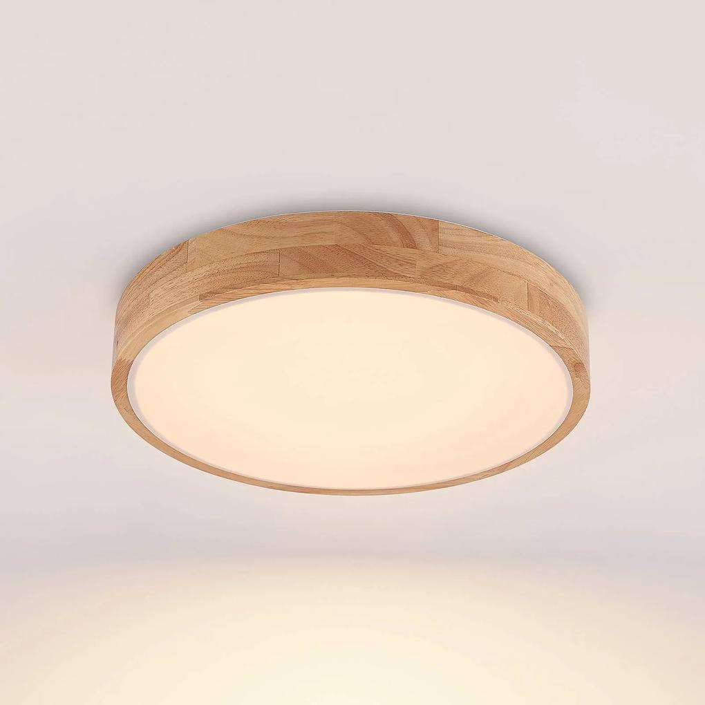 Lindby Milada LED stropná lampa, drevo dub