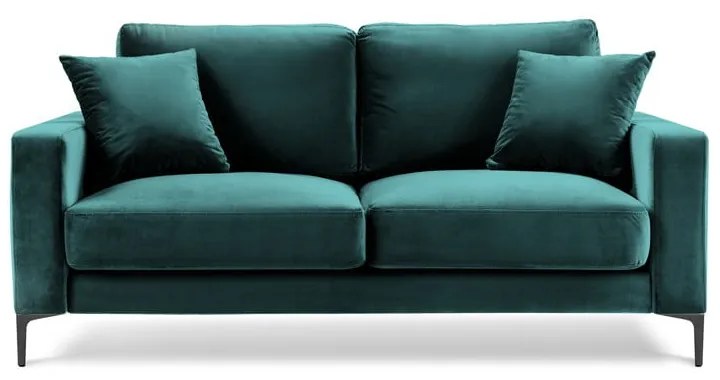 Tyrkysovomodrá zamatová pohovka Kooko Home Harmony, 158 cm