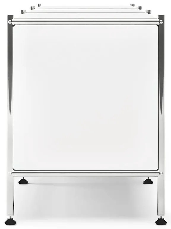 Nízky kovový stolík »CN3« s 3 sklopnými priehradkami, biely