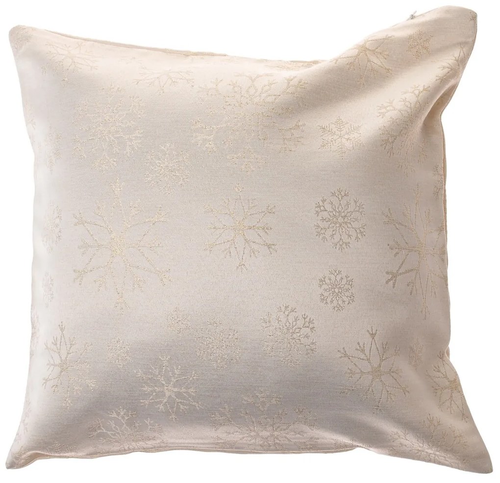 Vianočná Obliečka na vankúšik vodeodolná Vločky zlatá, 40 x 40 cm