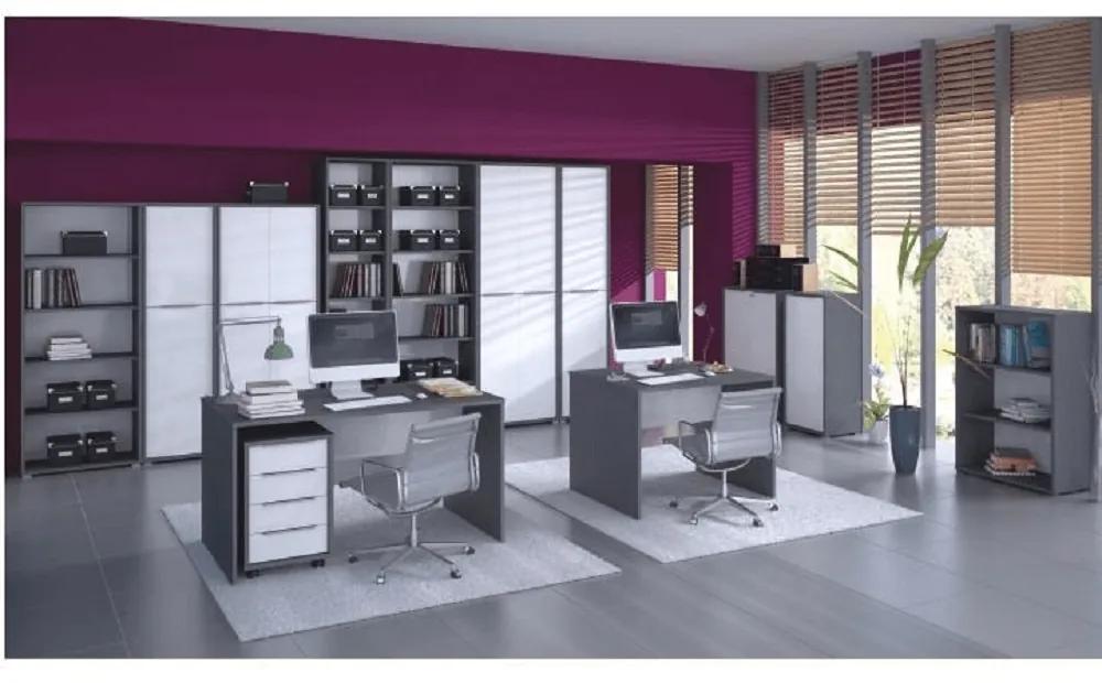 Dvojdverová kancelárska skrinka Rioma New Typ 09 - grafit / biela