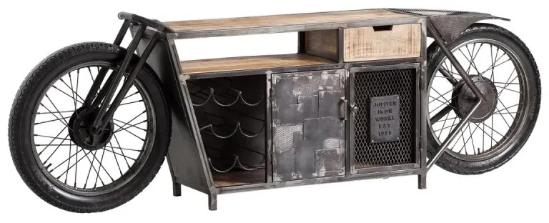 furniture-nabytek.cz - TV příborník Harlow Bike Motocyklová konzole domácí bar s držákem na lahve