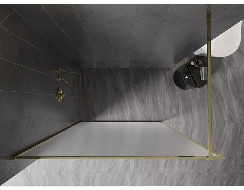 Mexen, Mexen Kioto-XF sprchová stena s rámom 60 x 202 cm, matná 10 mm, zlatá - 800-060-104-50-30-X