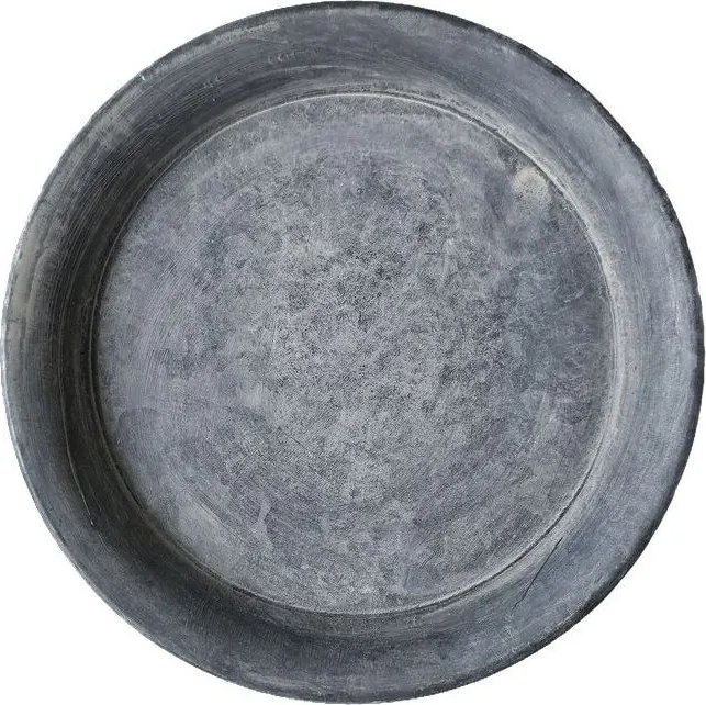 Zinkový antik plechový okrúhly dekoračný podnos / svietnik Dorié - Ø 13*1,5 cm