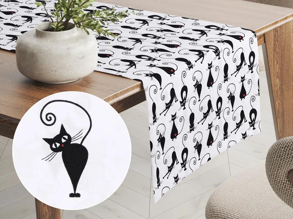 Biante Detský bavlnený behúň na stôl Sandra SA-019 Čierne mačky 35x120 cm