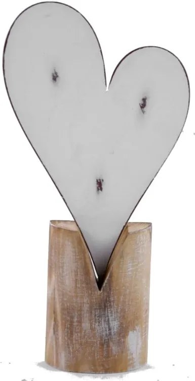 Stredná kovová dekorácia na drevenom podstavci s motívom srdca Ego Dekor, 15 × 30 cm