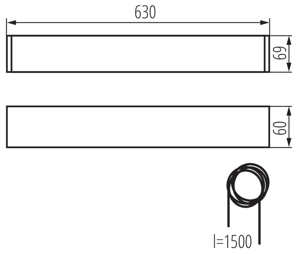 KANLUX Závesné moderné svietidlo AMADEUS, 1xT8, G13, 18W, 63x150x7cm, strieborné, matný difúzor