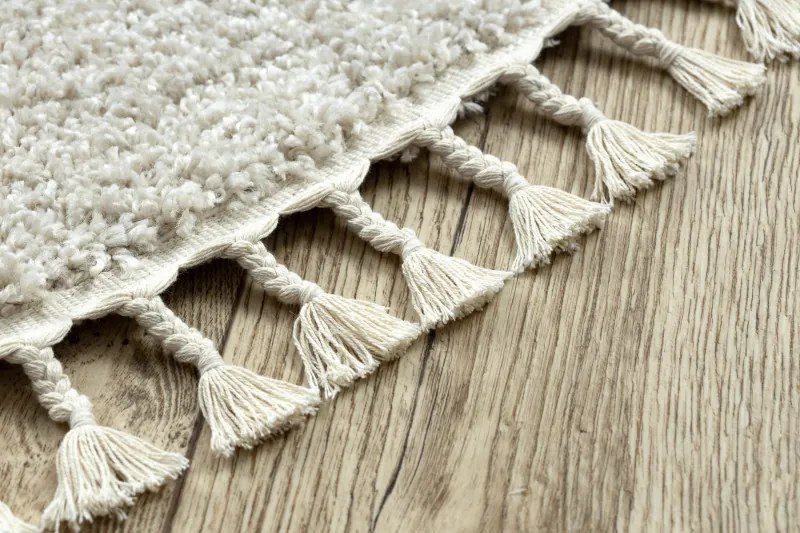 Dywany Łuszczów, Kusový koberec Berber 9000 cream kruh, 160x160 (priemer) kruh, biela, obývacia izba