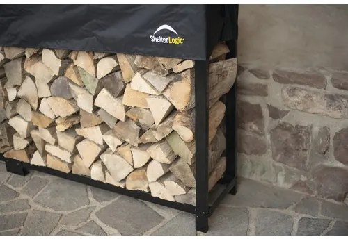 Stojan na drevo ShelterLogic 239 x 36,3 x 118,9 cm oceľový čierny s plachtou
