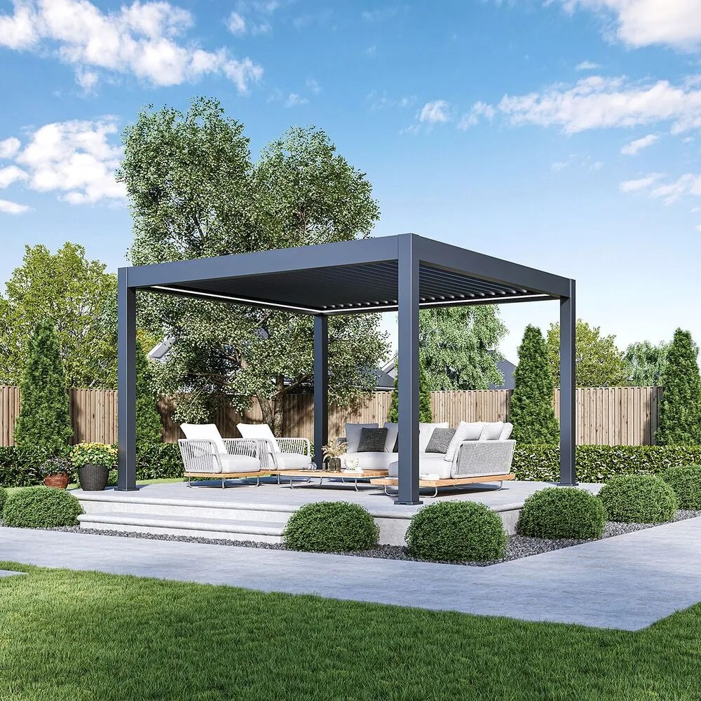 Luxusná ELEKTRICKÁ bioklimatická pergola PRESTIGE 4x4 m, hliník - voľne stojaca