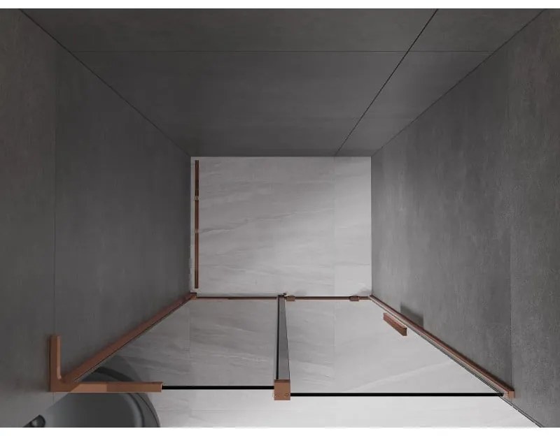 Mexen Velar L, posuvné sprchové dvere do otvoru 120 cm, 8mm šedé sklo, ružové zlato, 871-120-003-41-60