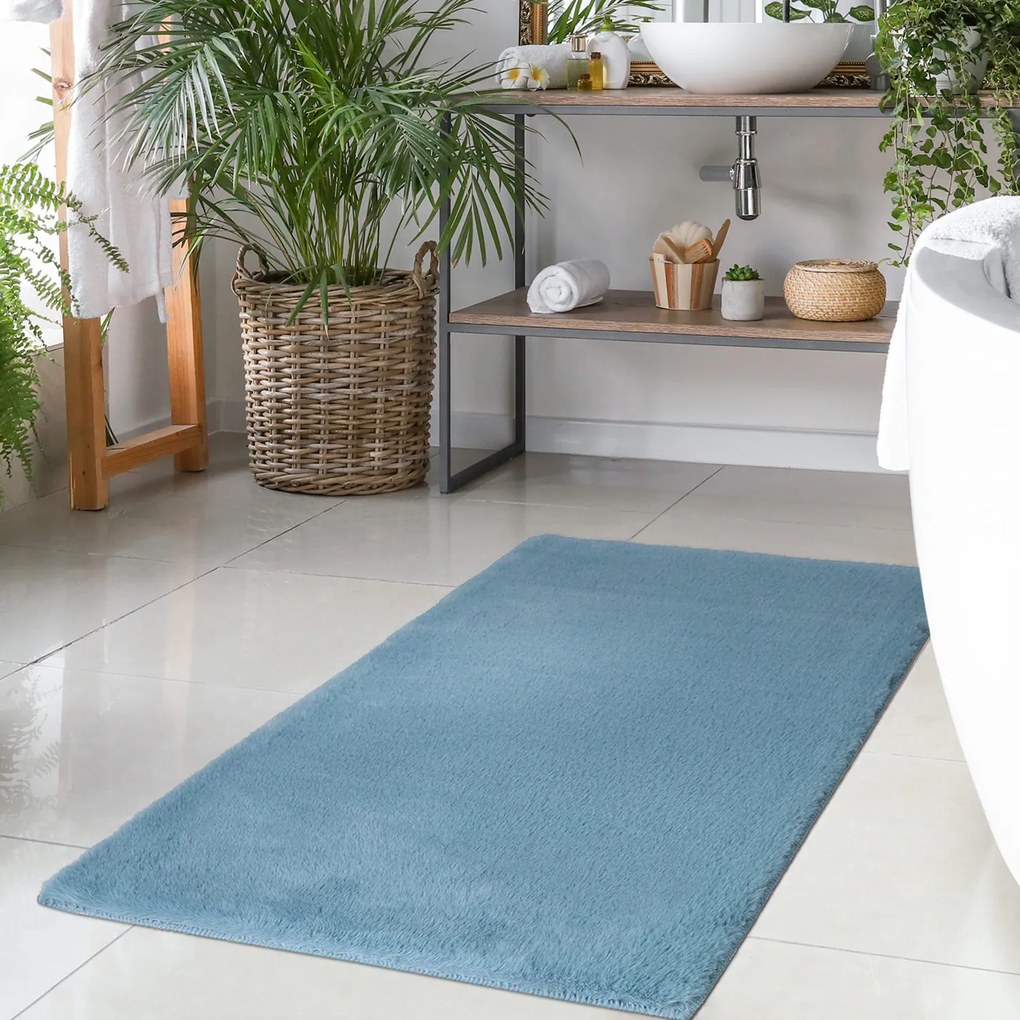 Dekorstudio Kožušinový koberec do kúpeľne TOPIA mats - modrý Rozmer koberca: 40x60cm