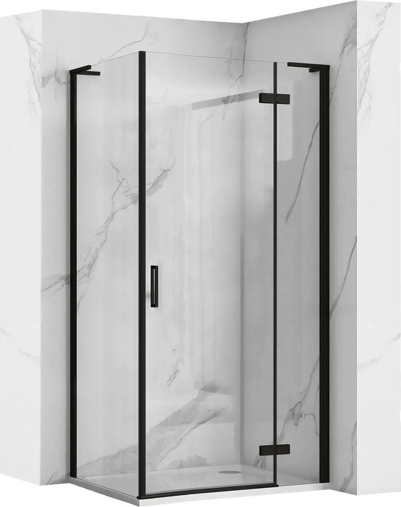 Štvorcový sprchový kút REA HUGO BLACK 80x80 cnm, čierny/transparent - bez vaničky